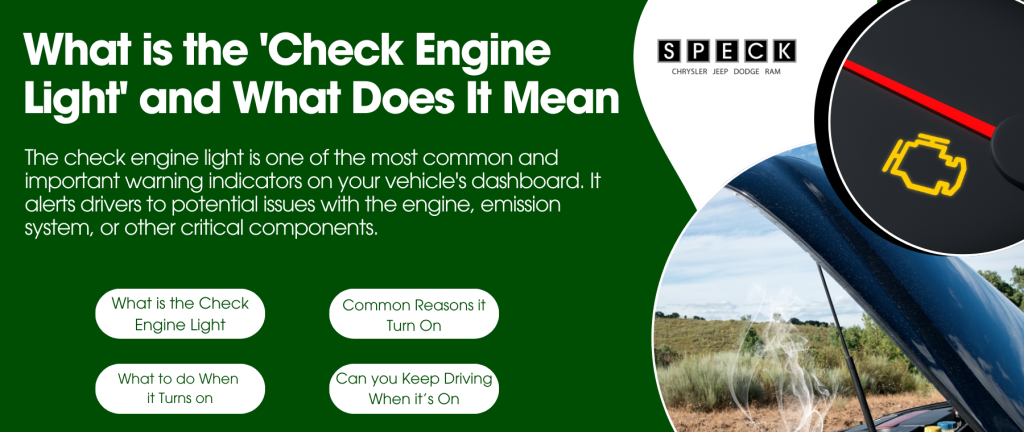 Informative image showing what the check engine light is and what it means