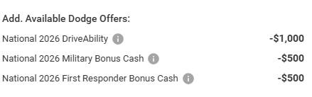 Incentives for this month on Dodge Durangos
