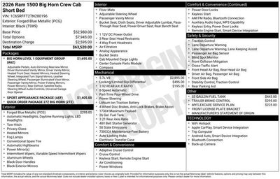 2026 RAM Ram 1500 RAM 1500 BIG HORN CREW CAB 4X4 5'7' BOX