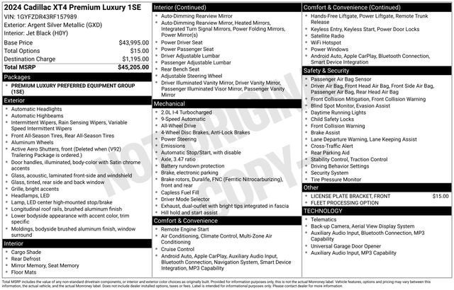 2024 Cadillac XT4 AWD Premium Luxury