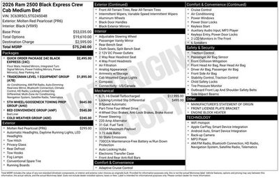 2026 RAM Ram 2500 RAM 2500 BLACK EXPRESS CREW CAB 4X4 6'4' BOX