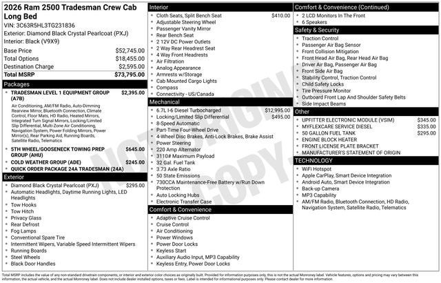 2026 RAM Ram 2500 RAM 2500 TRADESMAN CREW CAB 4X4 8' BOX