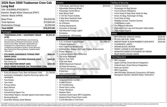 2026 RAM Ram 3500 RAM 3500 TRADESMAN CREW CAB 4X4 8' BOX