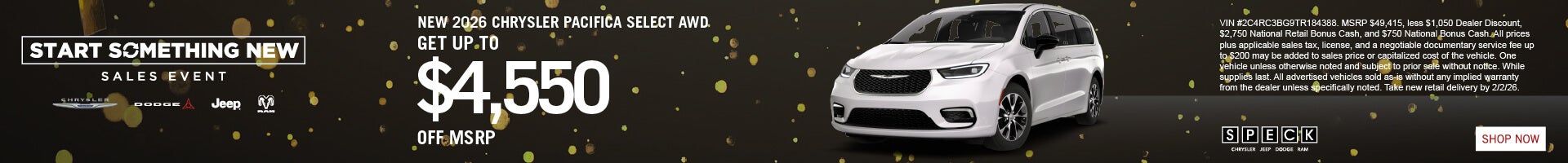 2026 chrysler pacifica 4,500 off msrp