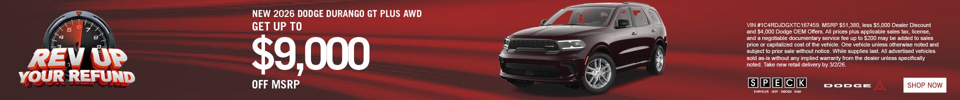 9000 off msrp on a new dodge durango