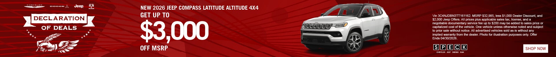 3000 off msrp new 2026 jeep compass