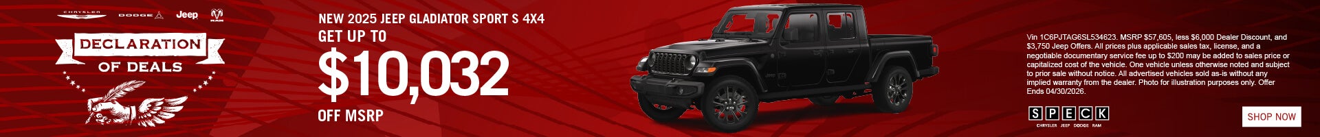 10,032 off msrp new 2025 jeep gladiator