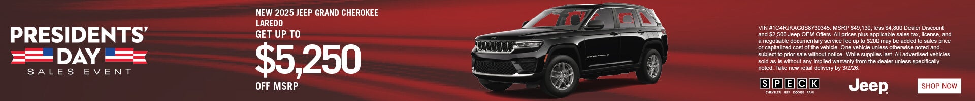 $5250 off msrp on a new jeep grand cherokee