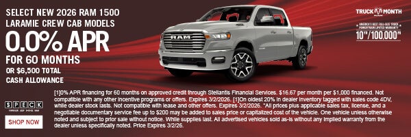 0.0 apr for 60 months on select new ram 1500 models