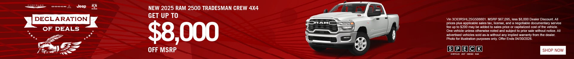 8000 off msrp on a new 2025 ram 2500