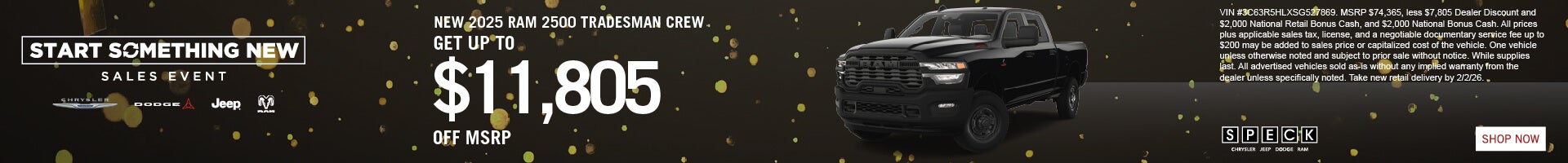 11805 off msrp on a new 2025 ram 2500 tradesman