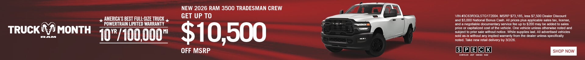 $10,500 off msrp on a new ram 3500