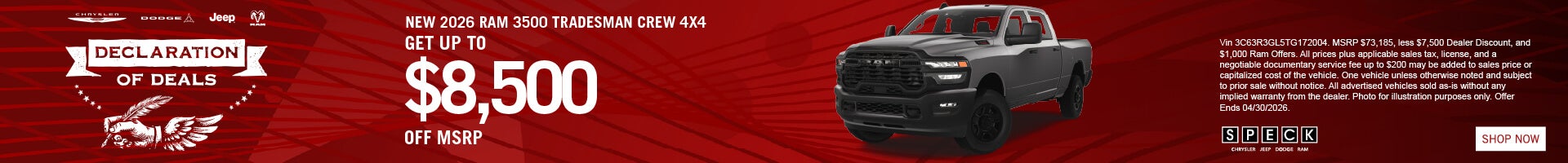 8500 off msrp on a new 2026 ram 3500