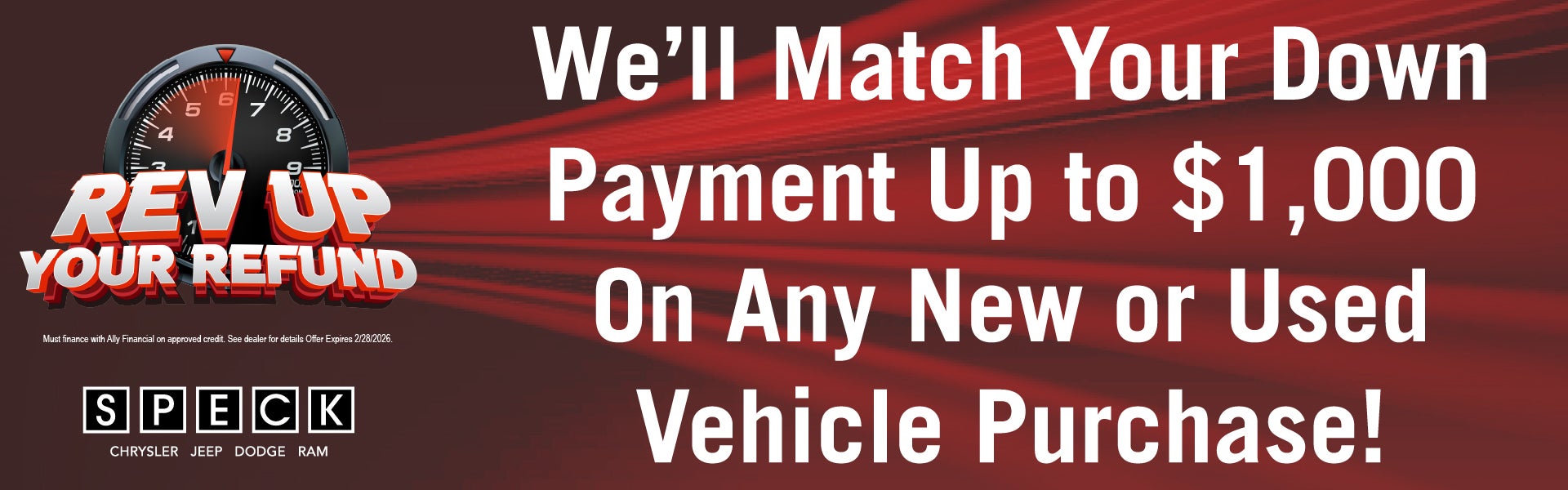 we'll match your down payment up to 1,000 