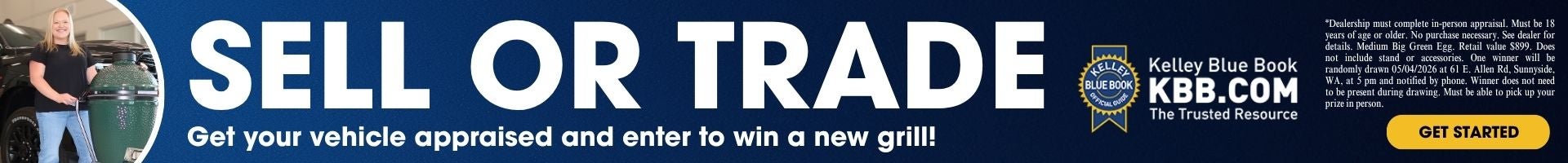 enter to win a grill when you get your vehicle appraised