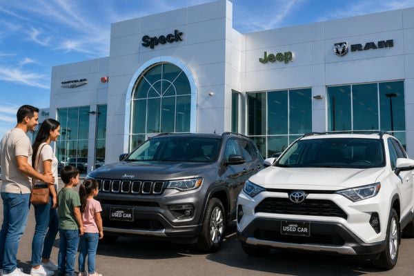 family looking at used SUVs